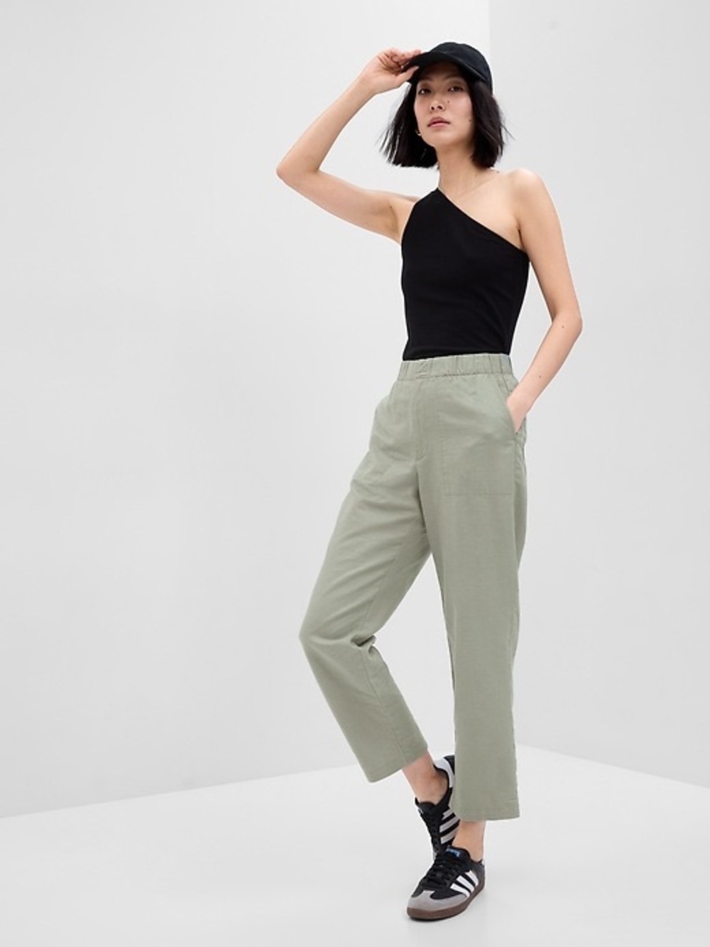 GAP Olive Green Cropped Straight-Leg Pants